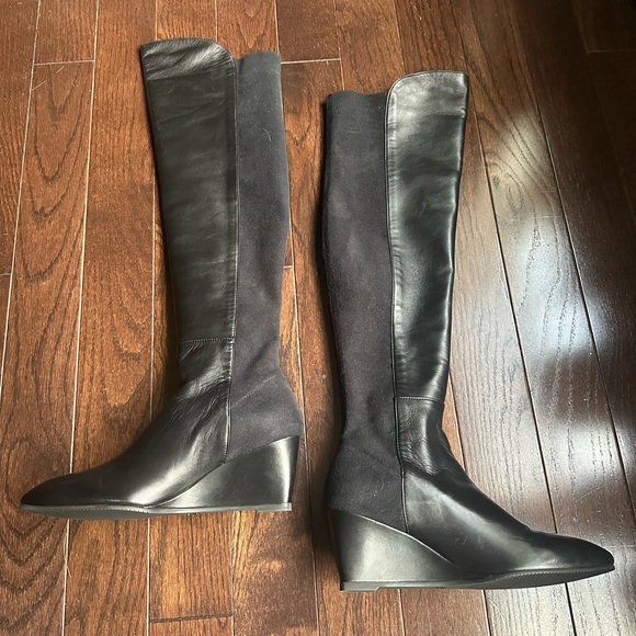 Stuart Weitzman Over the Knee Black Wedge Boots - 9.5 US/40 EU - Picture 2 of 13